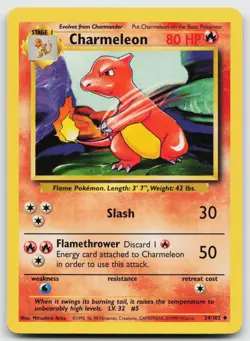 Charmeleon 24/102 Uncommon Base Set Unlimited Pokemon Near Mint - Image 1