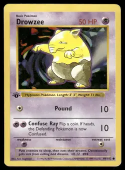 Pokemon Cards Drowzee 49/102 1st Edition Base Set Shadowless WOTC Common LP *4 - Image 1