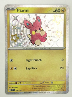 Pokemon Card Pawmi 142/091 Paldean Fates Baby Shiny Near Mint - Image 1