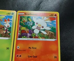 Grookey SWSH070 & Scorbunny SWSH071 Cosmos Holo Black Star Promo Card Set NM - Image 3