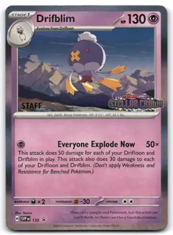 Pokemon Card TCG - Drifblim SVP 135 STAFF - Stellar Crown Stamped Promo - NM - Image 1