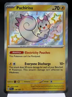 Pachirisu 138/091 - Shiny Holo Rare - Paldean Fates Pokemon Card NM - Image 1