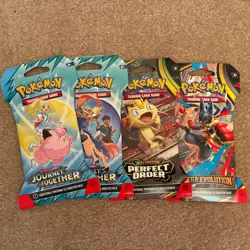(Lot of 4) Pokemon TCG Scarlet & Mega Evolution Sleeved Booster Pack + Free Card - Image 1