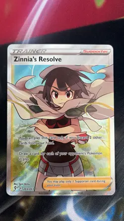 Pokemon TCG Zinnia's Resolve 203/203 Evolving Skies Ultra Rare Full Art Holo - Image 1