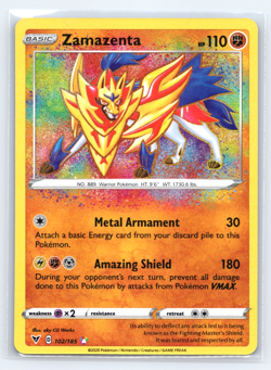 Zamazenta 102 Holo 185 Amazing Rare Vivid Voltage Pokemon - Image 1
