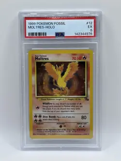 1999 Pokemon Fossil Moltres Holo #12 PSA 5 - Image 1