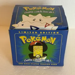 1999 Burger King Pokemon Ball Nintendo 23K Gold Plated TOGEPI Trading Card NIB - Image 1