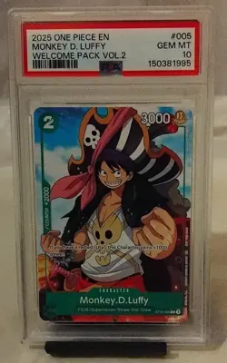 2025 One Piece EN Monkey D Luffy #005 Welcome Pack Vol 2 PSA 10 - Image 1