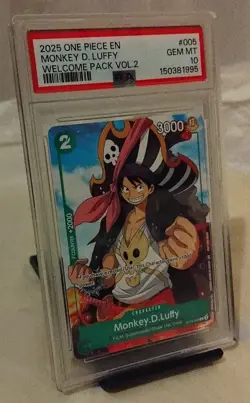 2025 One Piece EN Monkey D Luffy #005 Welcome Pack Vol 2 PSA 10 - Image 3