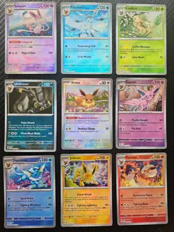 Pokemon Prismatic Evolutions Eeveelution Pokeball Reverse Holo Set 9 cards N - Image 1