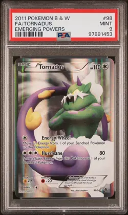 PSA 9 Tornadus Full Art - 98/98 Black & White Emerging Powers Pokemon Card 2011 - Image 1