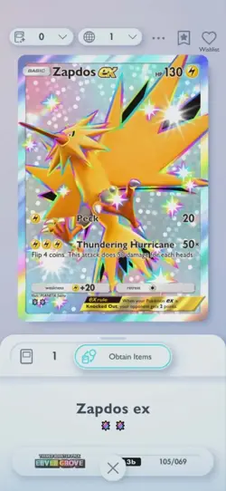 DIGITAL Pokemon TCG Pocket Zapdos EX Shiny Eevee Grove 2 Star ⭐⭐ (English) - Image 1