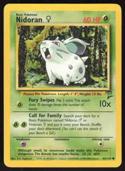 Pokemon TCG Base Set 2 #82/130 Nidoran F NM - Image 1