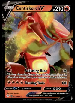 Pokemon TCG SWSH03: Darkness Ablaze #033/189 Centiskorch V NM - Image 1