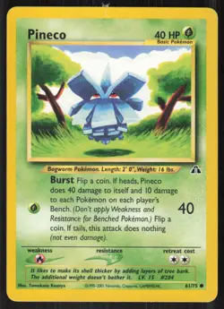 Pokemon TCG Neo Discovery #61/75 Pineco LP - Image 1