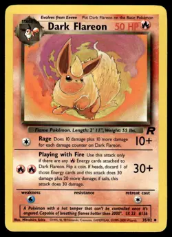 Pokemon TCG Team Rocket #35/82 Dark Flareon LP+ - Image 1