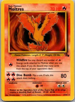 Moltres 27/62 Rare Fossil Pokemon Unlimited Heavily Played - Image 1