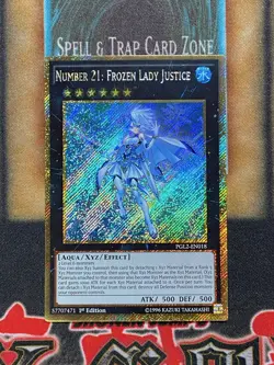 Yugioh Number 21: Frozen Lady Justice PGL2-EN018 Gold Secret Rare 1st Ed NM - Image 1