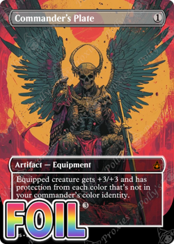 Commander's Plate FOIL Proxy Card with Custom Skull Poster Anime Art Design - Image 1