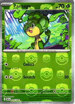 Pansage (Master Ball Pattern) 004/086 Holo Common Black Bolt Pokemon Near Mint - Image 1