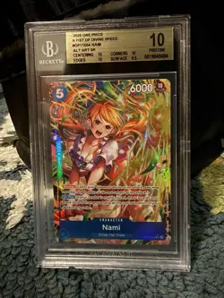 2025 ONE PIECE OP11 054 FIST OF DIVINE SPEED NAMI ALT ART BGS 10 BECKETT - Image 2