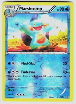 MARSHTOMP 34/160 UC PRIMAL CLASH POKEMON REVERSE HOLO LP - Image 1