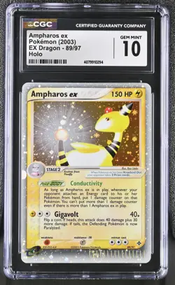 Pokemon Ampharos EX EX Dragon 89/97 Holo CGC 10 Gem Mint - Image 1