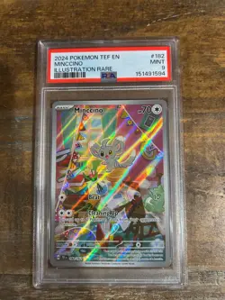 POKEMON 2024 Temporal Forces Illustration Rare MINCCINO #182 PSA 9 Mint RARE - Image 1