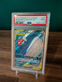 PSA 9 MINT Pokemon Magikarp & Wailord GX Sun and Moon Team Up Full Art 160/181 - Image 1