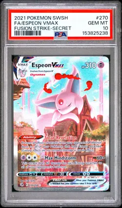 2021 POKEMON SWORD & SHIELD FUSION STRIKE SECRET FULL ART/ESPEON VMAX PSA 10 - Image 1