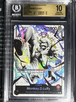 BGS 10 PRISTINE MONKEY D LUFFY ST21-001 ALT ART ONE PIECE STARTER DECK EX GEAR 5 - Image 2