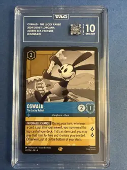 Oswald The Lucky Rabbit 142/204 Legendary 2024 Disney Lorcana TAG 10 Gem Mint - Image 1