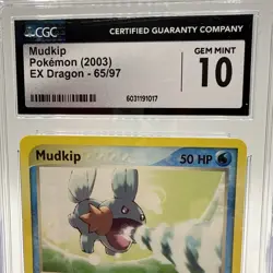 CGC 10 Gem MINT Mudkip 65/97 EX Dragon 2003 Pokemon Card - Image 2