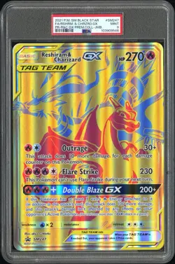 Charizard & Reshiram PSA 9 GX SM247 Pokemon Jumbo Card Full Art Tag Team Promo - Image 1