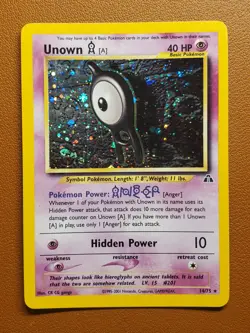 Unown [A] 14/75 Holo Rare Neo Discovery Pokemon Card LP Light Play - Image 1