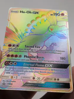 Pokemon Ho-Oh GX SM80 Rainbow Rare Full Art Black Star Promo NM Condition - Image 2