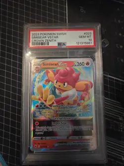 2023 POKEMON SWORD & SHIELD CROWN ZENITH #023 SIMISEAR VSTAR PSA 10 - Image 1