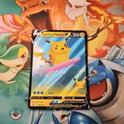 Pokemon Card Surfing Pikachu v 008/025 Celebrations 25th Anniversary Full Art - Image 1