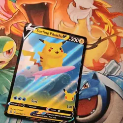 Pokemon Card Surfing Pikachu v 008/025 Celebrations 25th Anniversary Full Art - Image 3