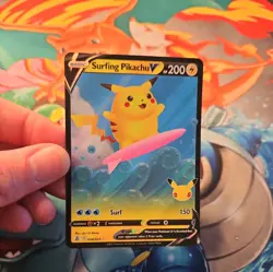 Pokemon Card Surfing Pikachu v 008/025 Celebrations 25th Anniversary Full Art - Image 4