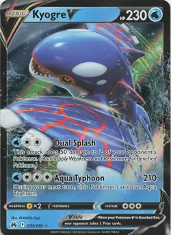 Kyogre V 037/159 Holo V Rare Crown Zenith Pokemon Lightly Played - Image 1