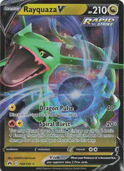 Rayquaza V 100/159 Holo V Rare Crown Zenith Pokemon Lightly Played - Image 1