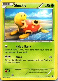 Shuckle 1/124 Uncommon Fates Collide Pokemon Moderately Played - Image 1