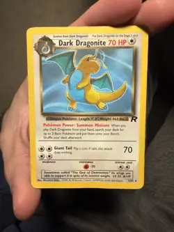 Dark Dragonite No Holo Error 5/82 Team Rocket pokemon card LP/MP - Image 3