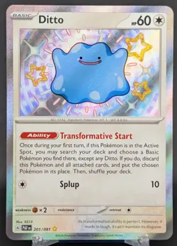 Pokemon Ditto #201/091 English Paldean Fates Shiny Rare - Image 1