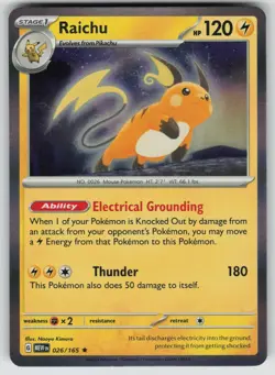 RAICHU 026/165 RARE 151 POKEMON HOLO NEAR MINT - Image 1