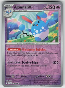 AZUMARILL 074/191 UNCOMMON SURGING SPARKS POKEMON REVERSE HOLO NEAR MINT - Image 1