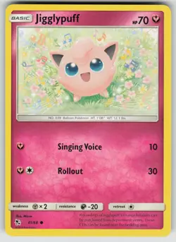 JIGGLYPUFF 41/68 COMMON HIDDEN FATES POKEMON MODERATELY PLAYED - Image 1