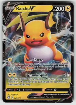 RAICHU V 045/172 HOLO V RARE BRILLIANT STARS POKEMON HOLO NEAR MINT - Image 1