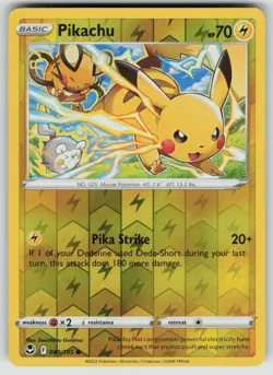 PIKACHU 049/195 C SILVER TEMPEST POKEMON REVERSE HOLO NEAR MINT - Image 1